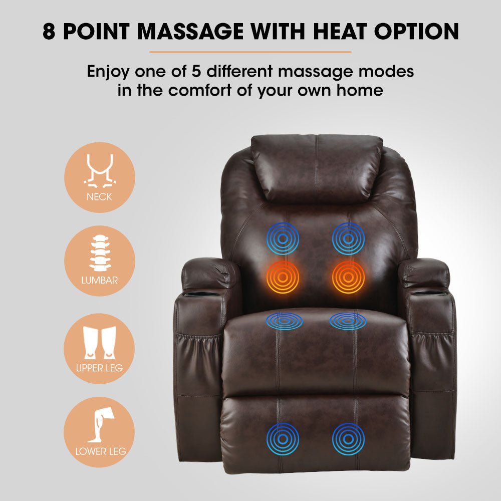 Electric Massage Lift Recliner Chair with 8-Point Massage and Heating - Dark Crimson - Furniture > Bar Stools & Chairs > Massage Chairs - Rivercity House & Home Co. (ABN 18 642 972 209) - Affordable Modern Furniture Australia