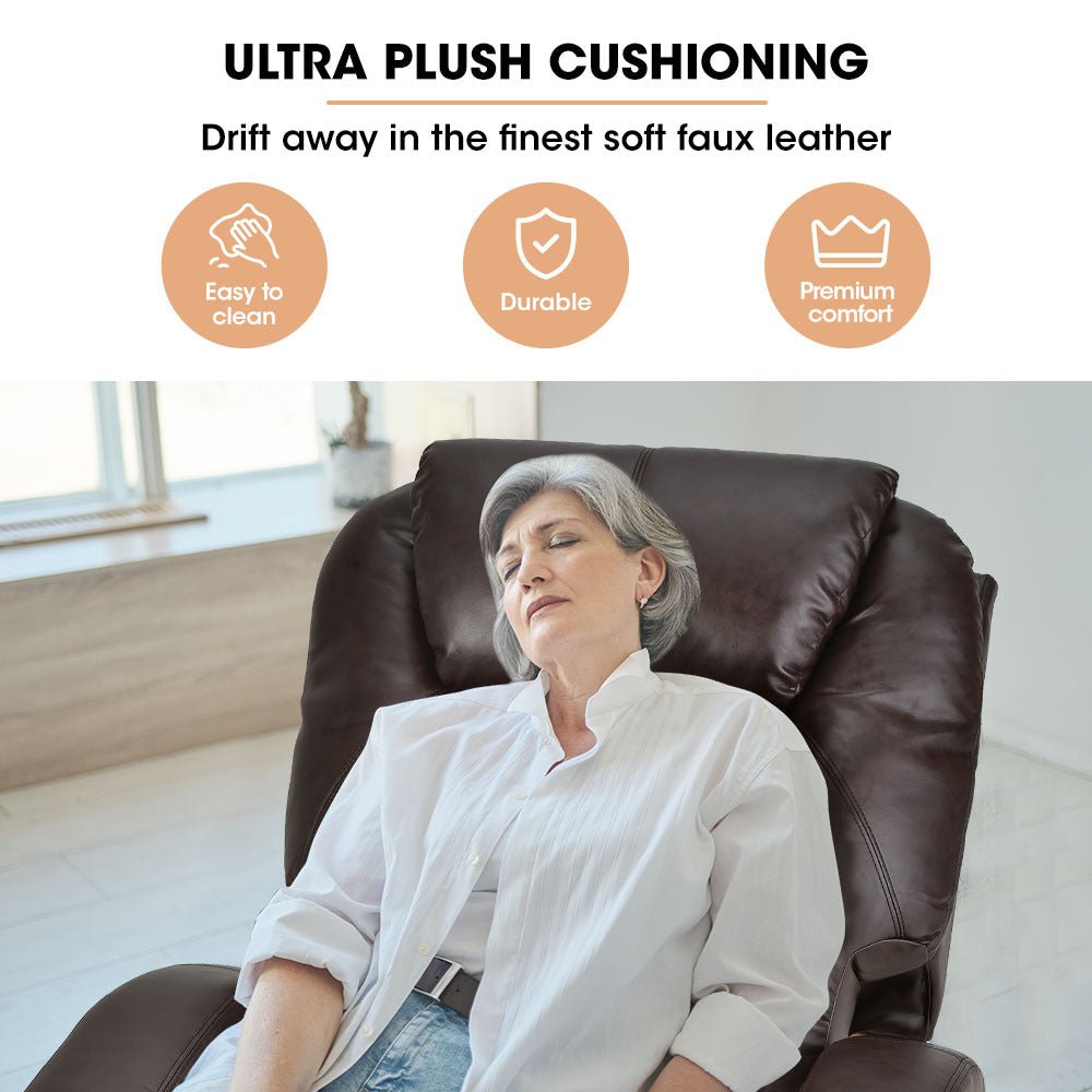 Electric Massage Lift Recliner Chair with 8-Point Massage and Heating - Dark Crimson - Furniture > Bar Stools & Chairs > Massage Chairs - Rivercity House & Home Co. (ABN 18 642 972 209) - Affordable Modern Furniture Australia