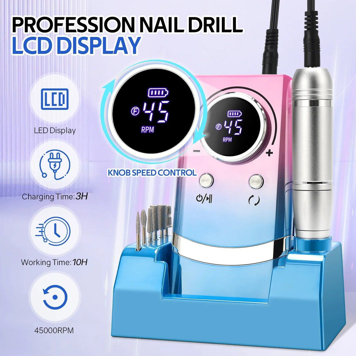 Electric Nail Drill Kit Professional 45000RPM - Tools > Other Tools > Hand Tools - Rivercity House & Home Co. (ABN 18 642 972 209) - Affordable Modern Furniture Australia