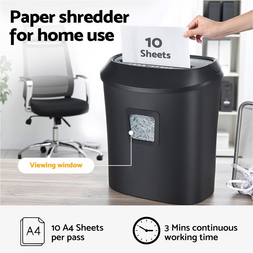 Electric Paper Shredder for Home Office 10 A4 Paper Sheet Cross - Cut Paper - Electronics > Printers > Printers & Accessories - Rivercity House & Home Co. (ABN 18 642 972 209) - Affordable Modern Furniture Australia