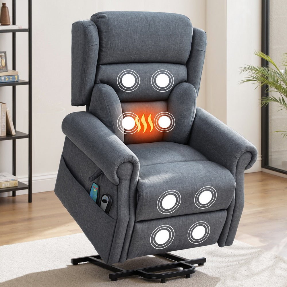 Electric Recliner Chair Power Lift Massage Heated Recliner Sofa - Furniture > Bar Stools & Chairs > Arm Chairs & Recliners - Rivercity House & Home Co. (ABN 18 642 972 209) - Affordable Modern Furniture Australia