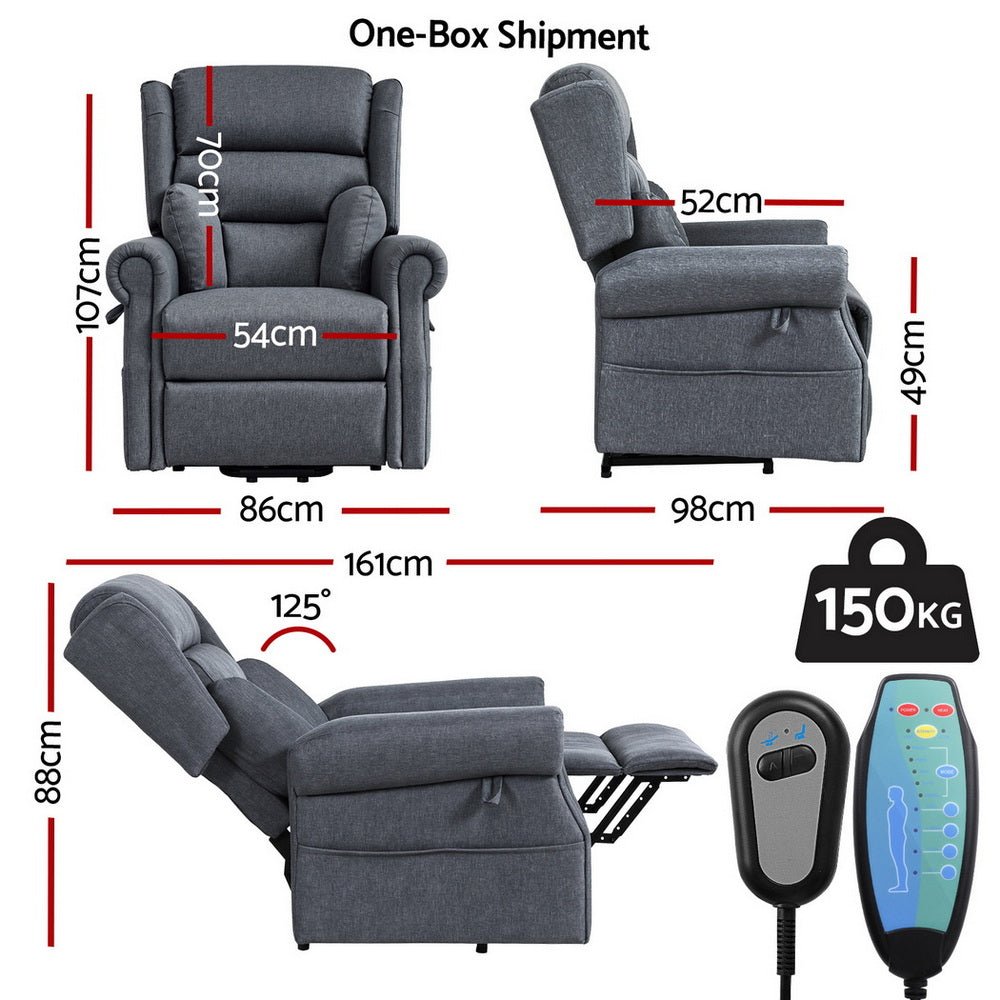 Electric Recliner Chair Power Lift Massage Heated Recliner Sofa - Furniture > Bar Stools & Chairs > Arm Chairs & Recliners - Rivercity House & Home Co. (ABN 18 642 972 209) - Affordable Modern Furniture Australia