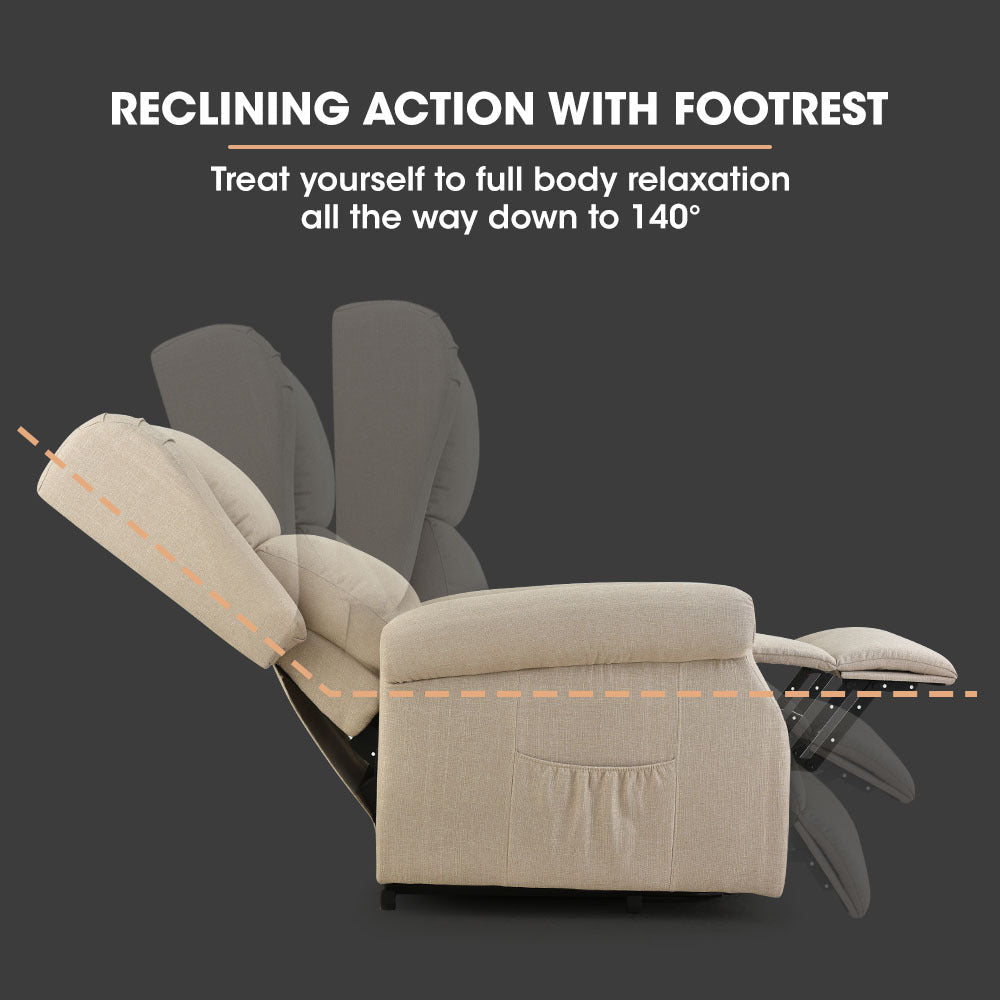 Electric Recliner Lift Chair with Massage and Heat Therapy for Elderly - Beige - Furniture > Bar Stools & Chairs > Massage Chairs - Rivercity House & Home Co. (ABN 18 642 972 209) - Affordable Modern Furniture Australia