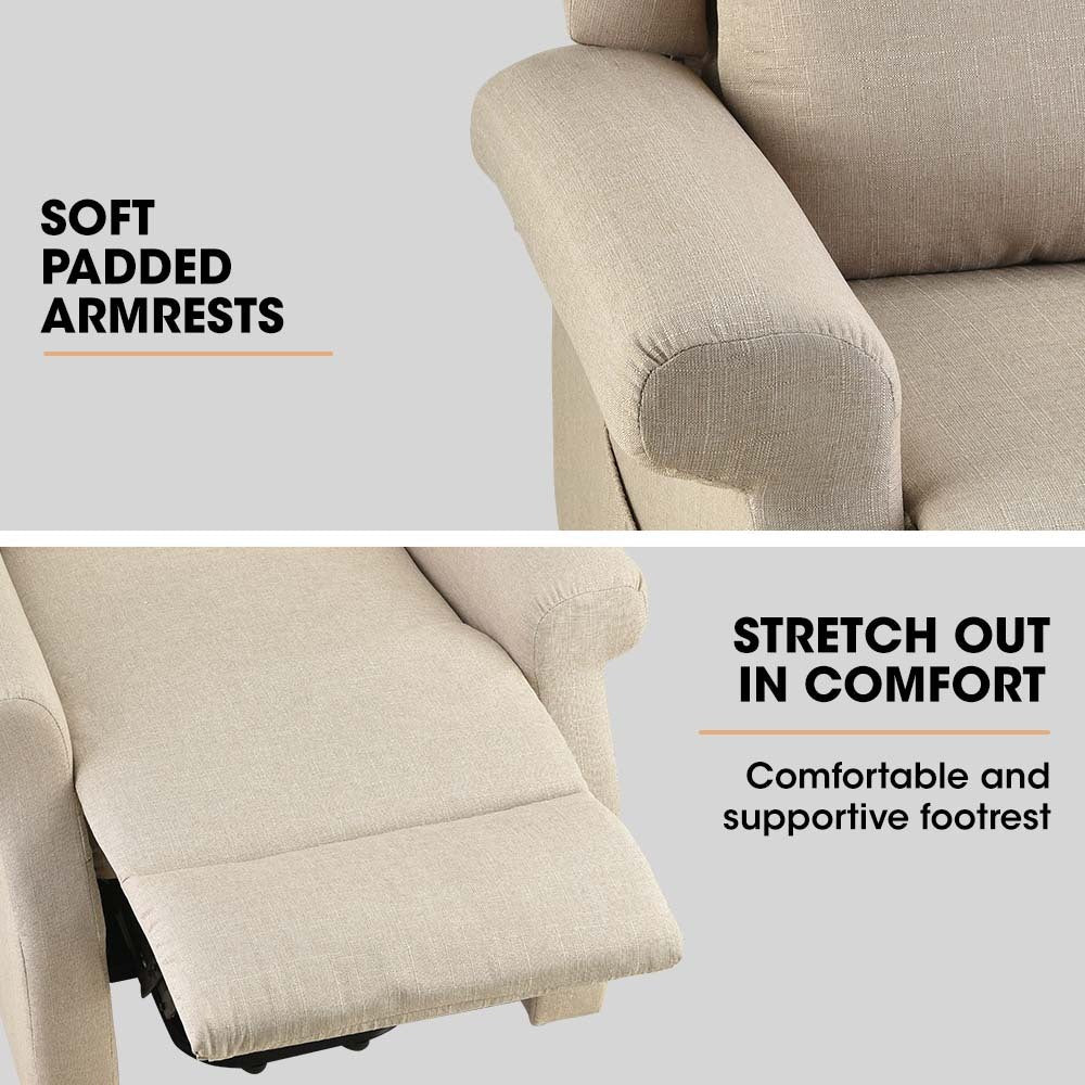 Electric Recliner Lift Chair with Massage and Heat Therapy for Elderly - Beige - Furniture > Bar Stools & Chairs > Massage Chairs - Rivercity House & Home Co. (ABN 18 642 972 209) - Affordable Modern Furniture Australia