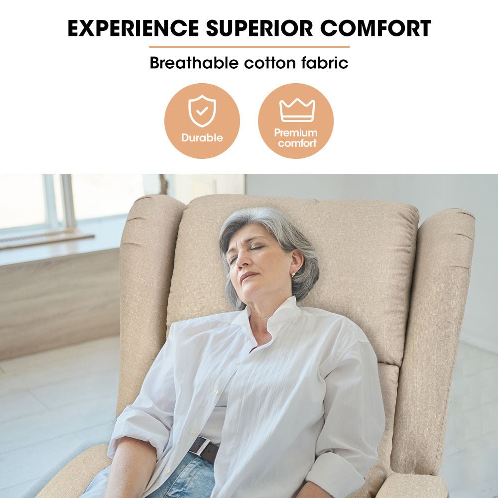 Electric Recliner Lift Chair with Massage and Heat Therapy for Elderly - Beige - Furniture > Bar Stools & Chairs > Massage Chairs - Rivercity House & Home Co. (ABN 18 642 972 209) - Affordable Modern Furniture Australia