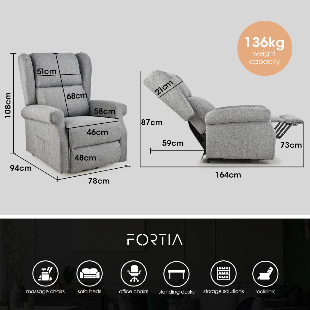 Electric Recliner Lift Chair with Massage and Heat Therapy for Elderly - Grey - Furniture > Bar Stools & Chairs > Massage Chairs - Rivercity House & Home Co. (ABN 18 642 972 209) - Affordable Modern Furniture Australia