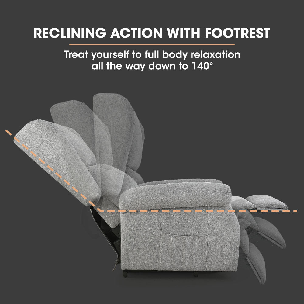 Electric Recliner Lift Chair with Massage and Heat Therapy for Elderly - Grey - Furniture > Bar Stools & Chairs > Massage Chairs - Rivercity House & Home Co. (ABN 18 642 972 209) - Affordable Modern Furniture Australia