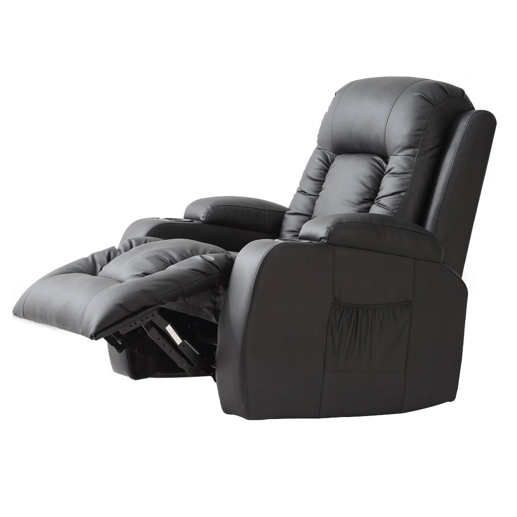 Electric Reclining Massage Chair with Heated Lumbar and Remote Control - Black - Rivercity House & Home Co. (ABN 18 642 972 209) - Affordable Modern Furniture Australia