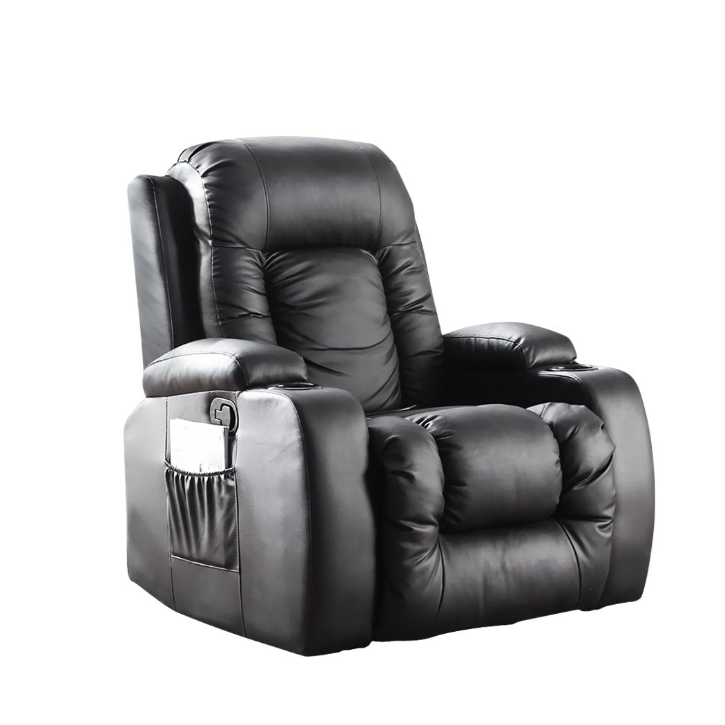 Electric Reclining Massage Chair with Heated Lumbar and Remote Control - Black - Rivercity House & Home Co. (ABN 18 642 972 209) - Affordable Modern Furniture Australia