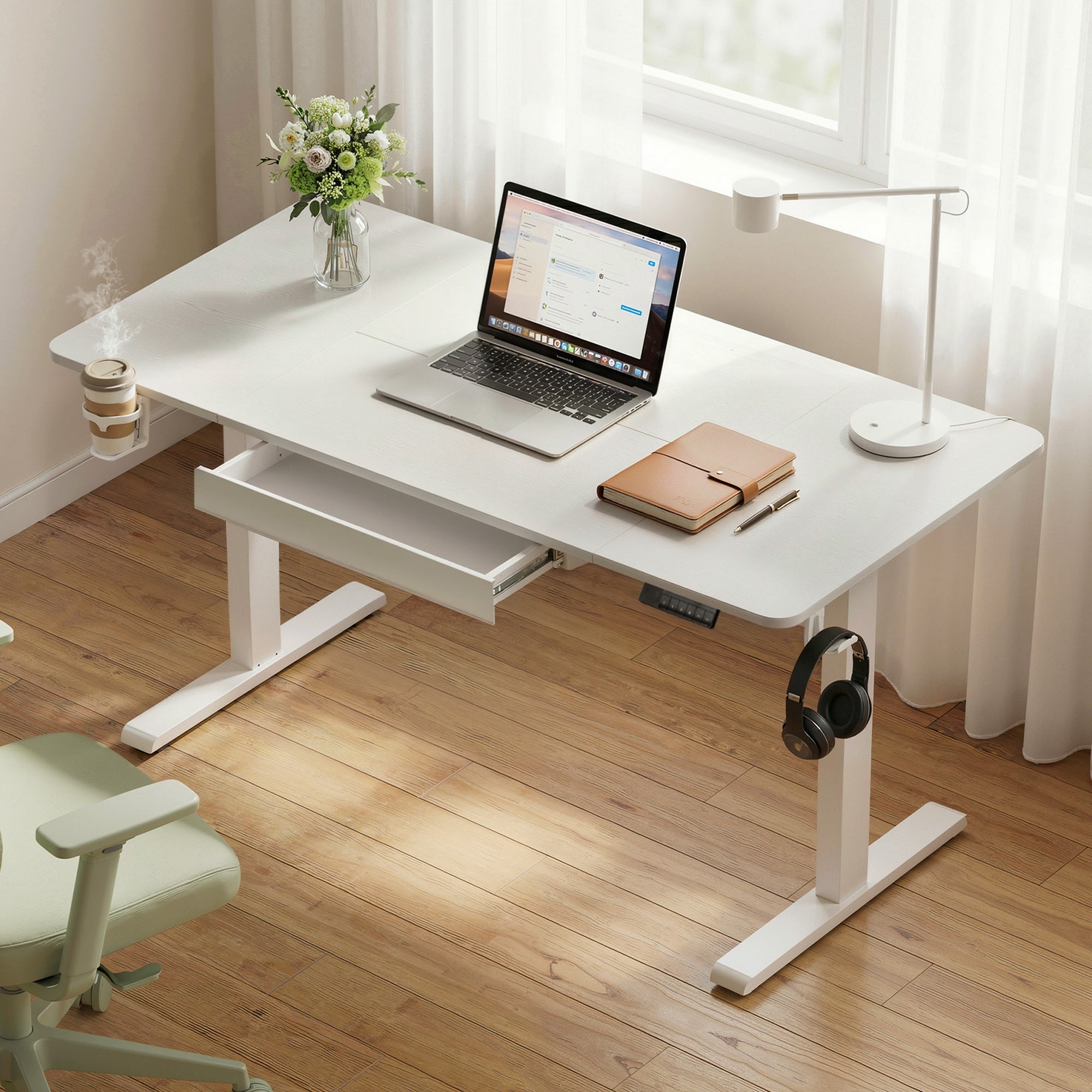 Electric Standing Desk 140cm Adjustable Height Motorised Home Office Desk Drawer - Furniture > Office > Desks - Rivercity House & Home Co. (ABN 18 642 972 209) - Affordable Modern Furniture Australia