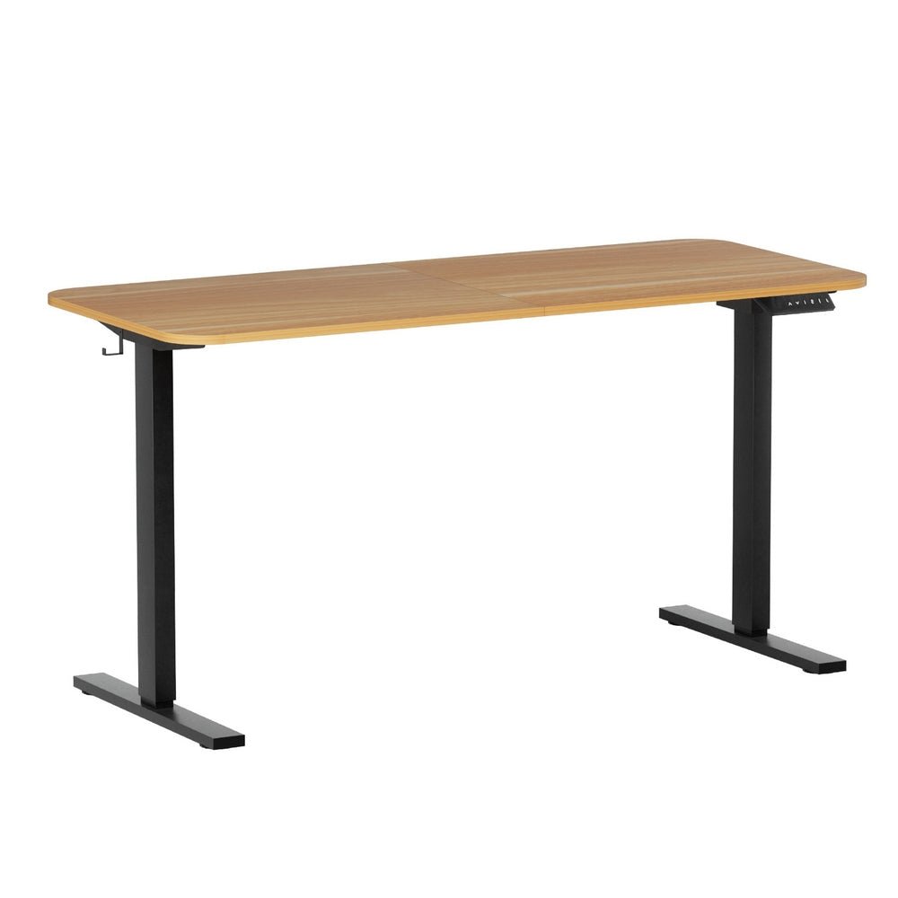 Electric Standing Desk 140cm Adjustable Height Motorised Home Office Desk Oak Black - Furniture > Office > Desks - Rivercity House & Home Co. (ABN 18 642 972 209) - Affordable Modern Furniture Australia