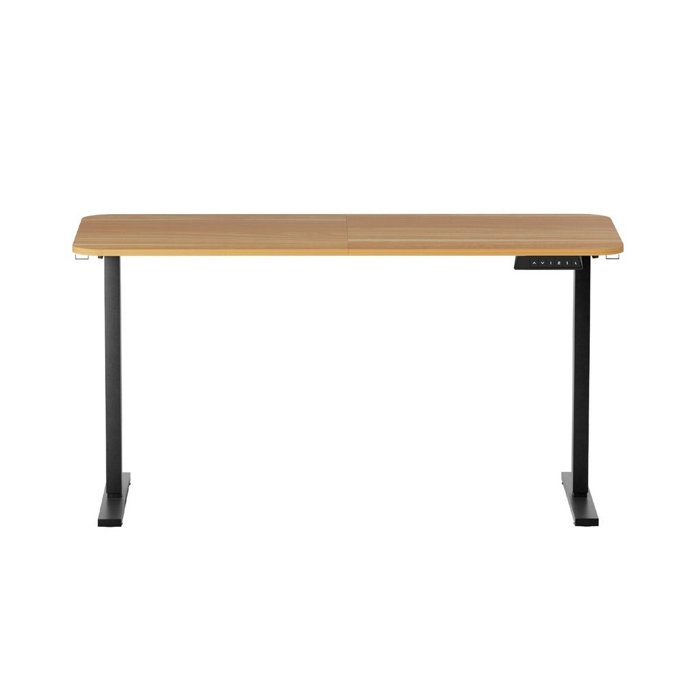 Electric Standing Desk 140cm Adjustable Height Motorised Home Office Desk Oak Black - Furniture > Office > Desks - Rivercity House & Home Co. (ABN 18 642 972 209) - Affordable Modern Furniture Australia