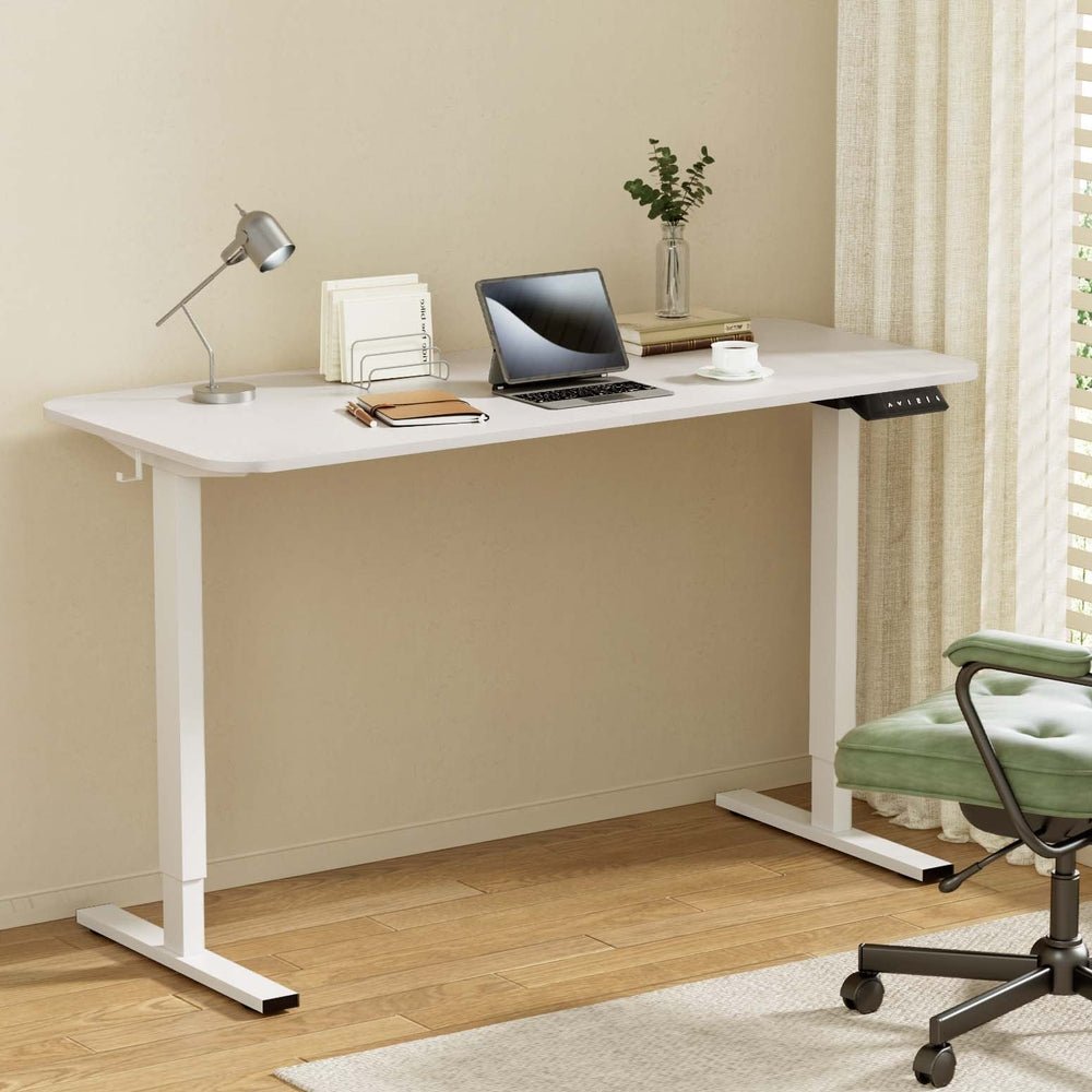 Electric Standing Desk 140cm Adjustable Height Motorised Home Office Desk White - Furniture > Office > Desks - Rivercity House & Home Co. (ABN 18 642 972 209) - Affordable Modern Furniture Australia