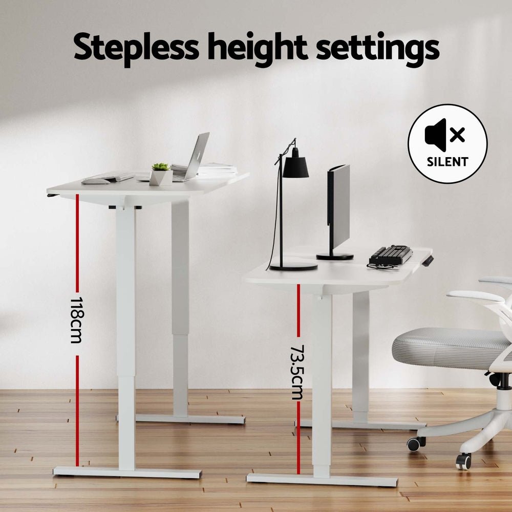 Electric Standing Desk 140cm Adjustable Height Motorised Home Office Desk White - Furniture > Office > Desks - Rivercity House & Home Co. (ABN 18 642 972 209) - Affordable Modern Furniture Australia