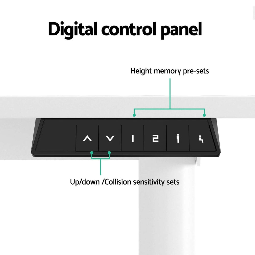 Electric Standing Desk 140cm Adjustable Height Motorised Home Office Desk White - Furniture > Office > Desks - Rivercity House & Home Co. (ABN 18 642 972 209) - Affordable Modern Furniture Australia
