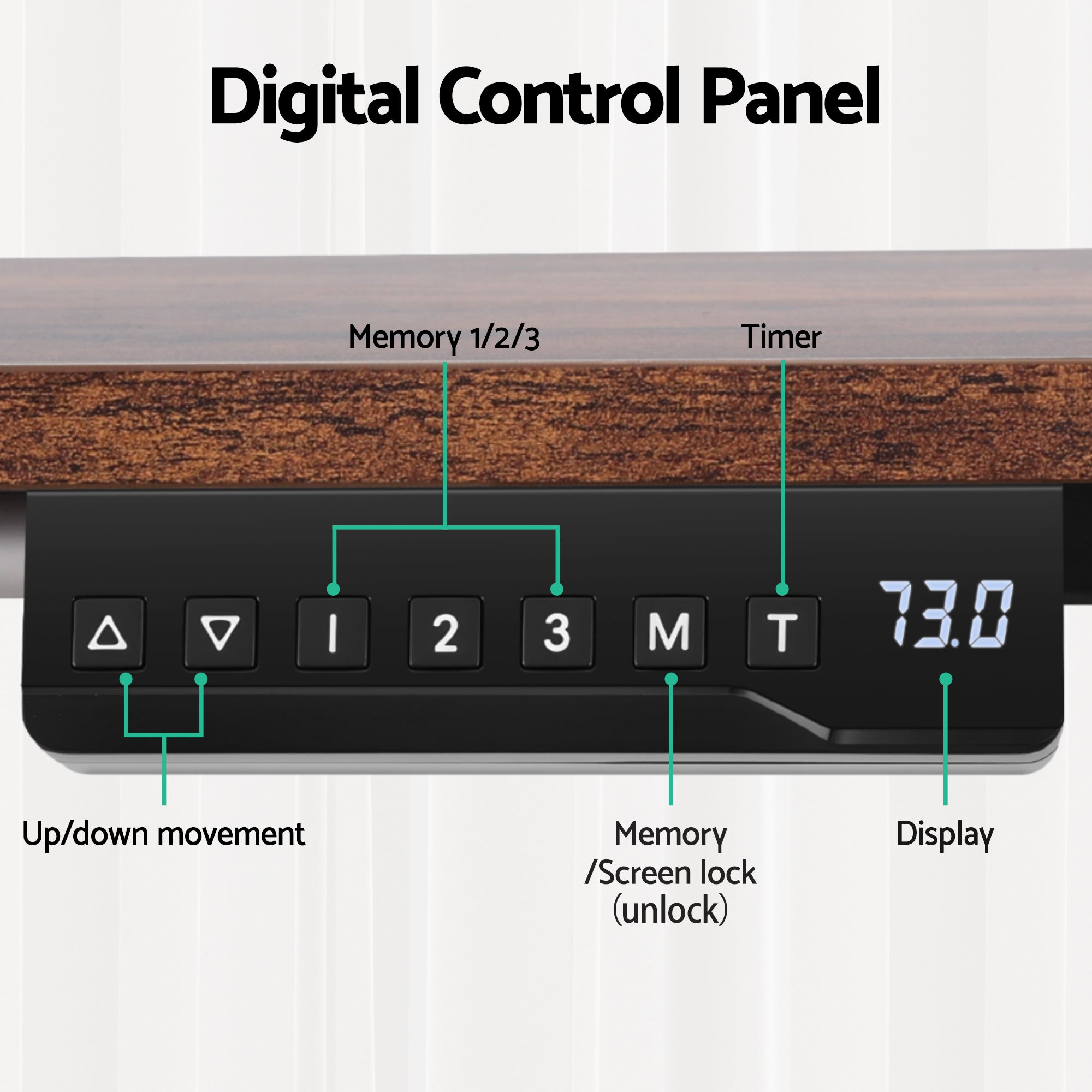 Electric Standing Desk Adjustable Motorised 120CM L Shaped Rustic Brown - Furniture > Office > Desks - Rivercity House & Home Co. (ABN 18 642 972 209) - Affordable Modern Furniture Australia