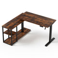 Electric Adjustable Motorised L-Shaped Standing Desk 120cm - Rustic Brown