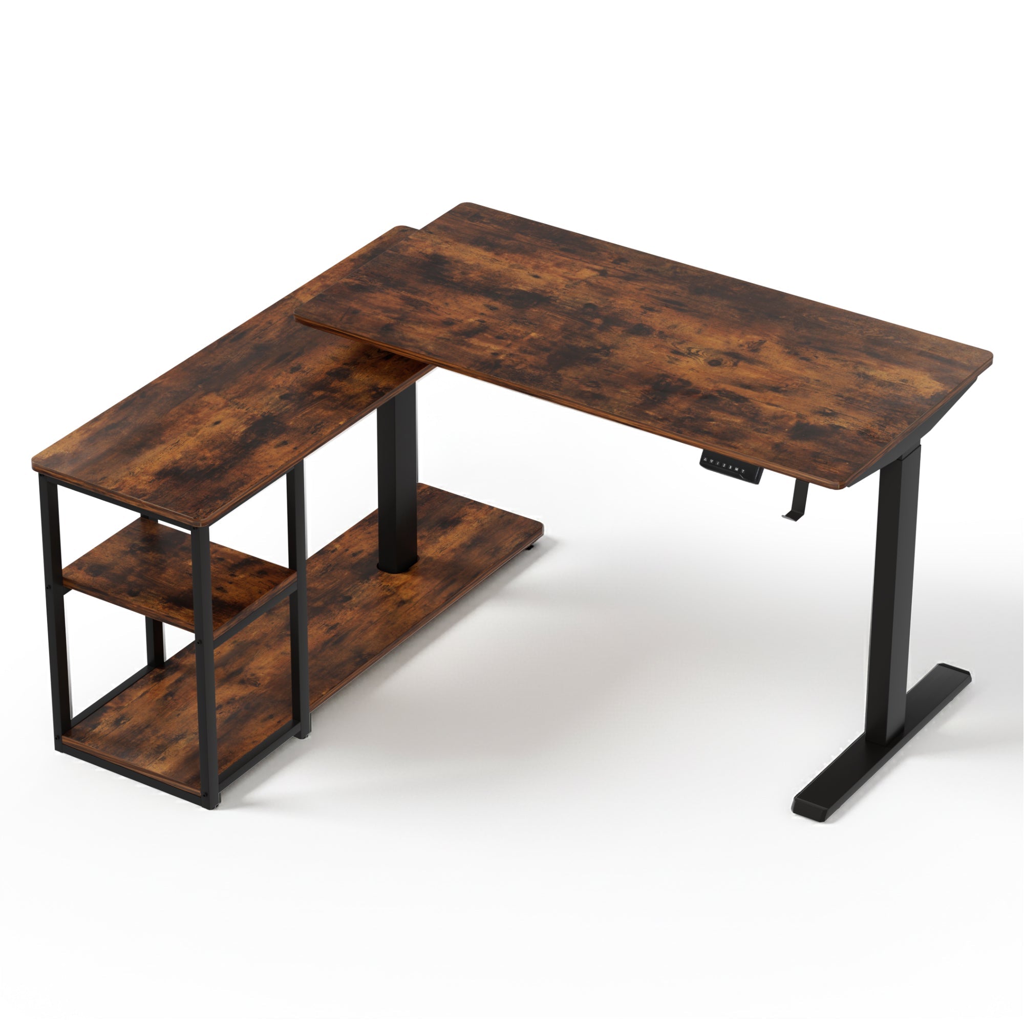 Electric Standing Desk Adjustable Motorised 120CM L Shaped Rustic Brown - Furniture > Office > Desks - Rivercity House & Home Co. (ABN 18 642 972 209) - Affordable Modern Furniture Australia