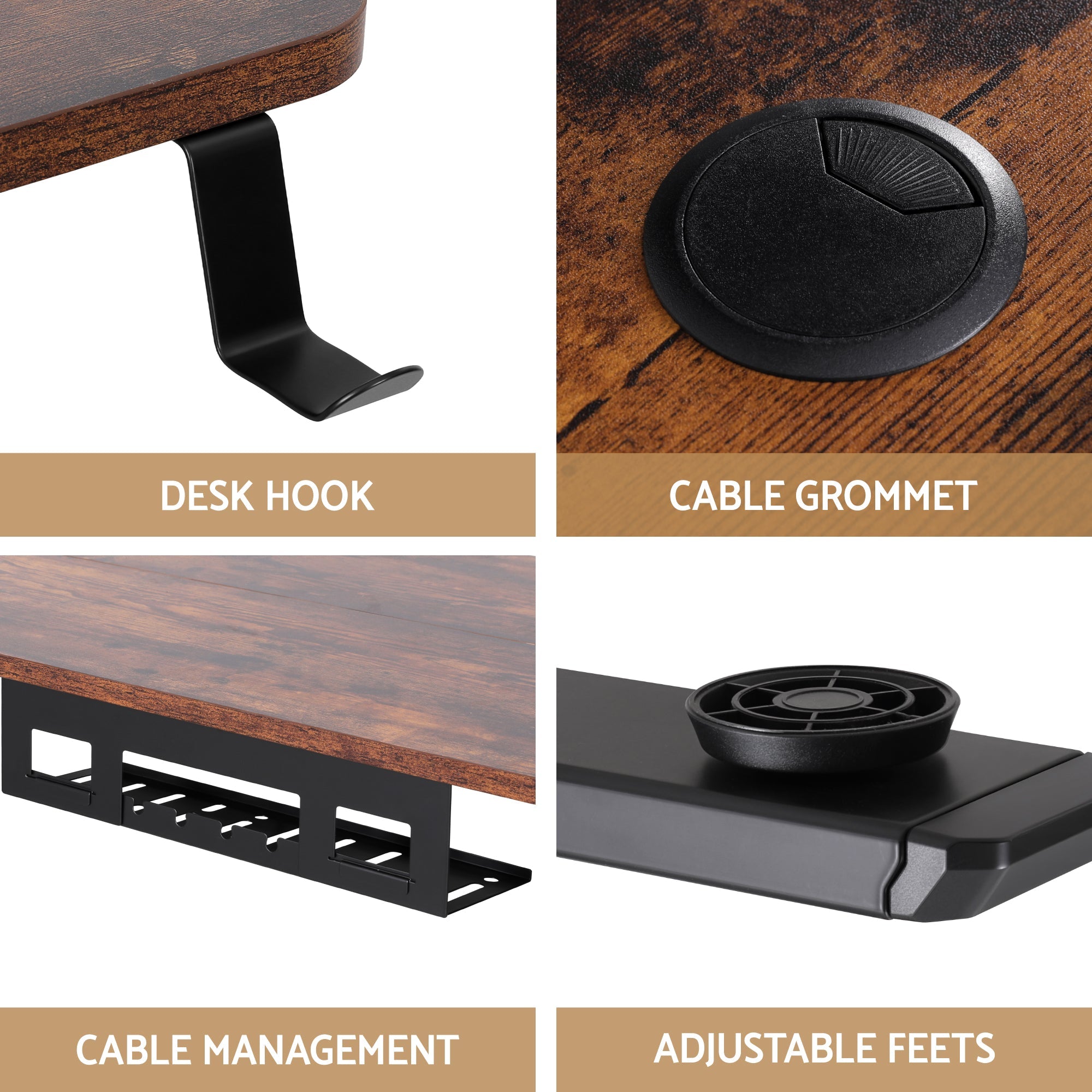 Electric Standing Desk Adjustable Motorised 120CM L Shaped Rustic Brown - Furniture > Office > Desks - Rivercity House & Home Co. (ABN 18 642 972 209) - Affordable Modern Furniture Australia