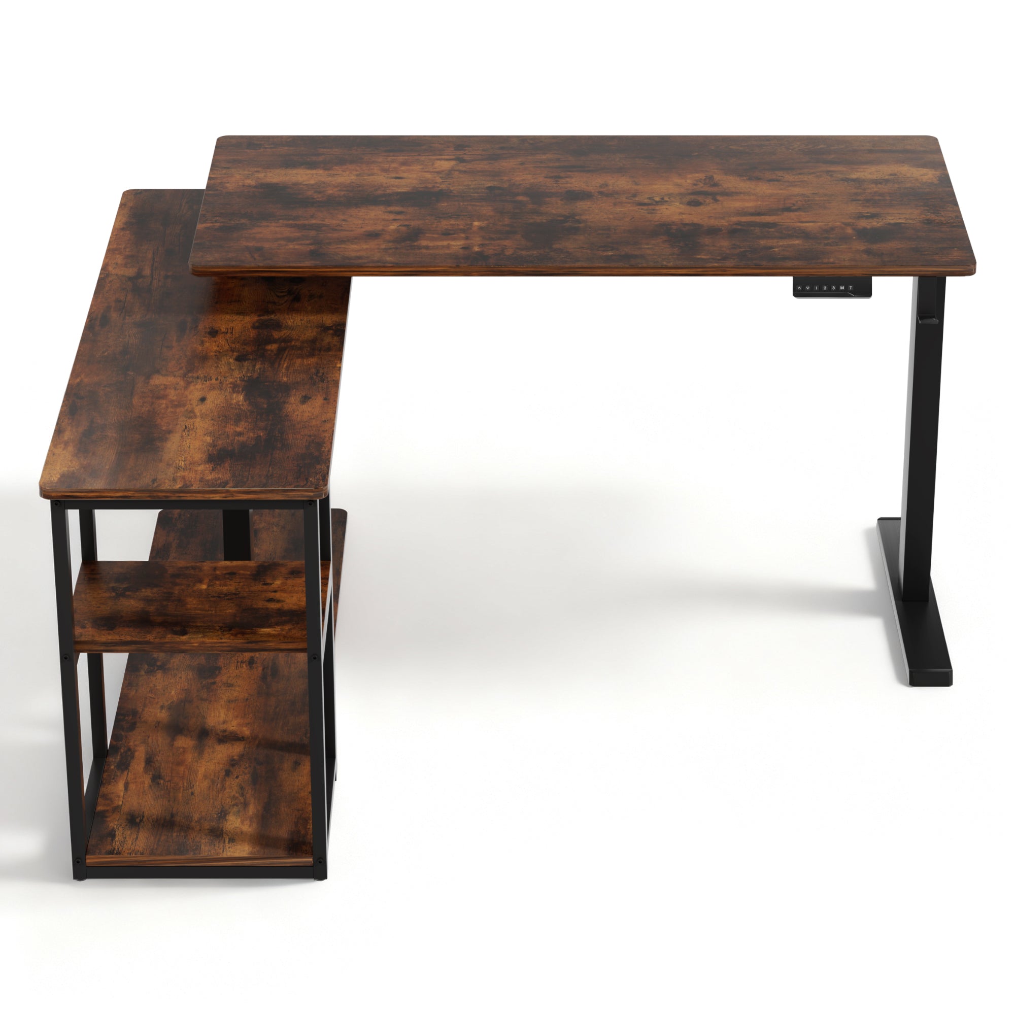 Electric Standing Desk Adjustable Motorised 120CM L Shaped Rustic Brown - Furniture > Office > Desks - Rivercity House & Home Co. (ABN 18 642 972 209) - Affordable Modern Furniture Australia