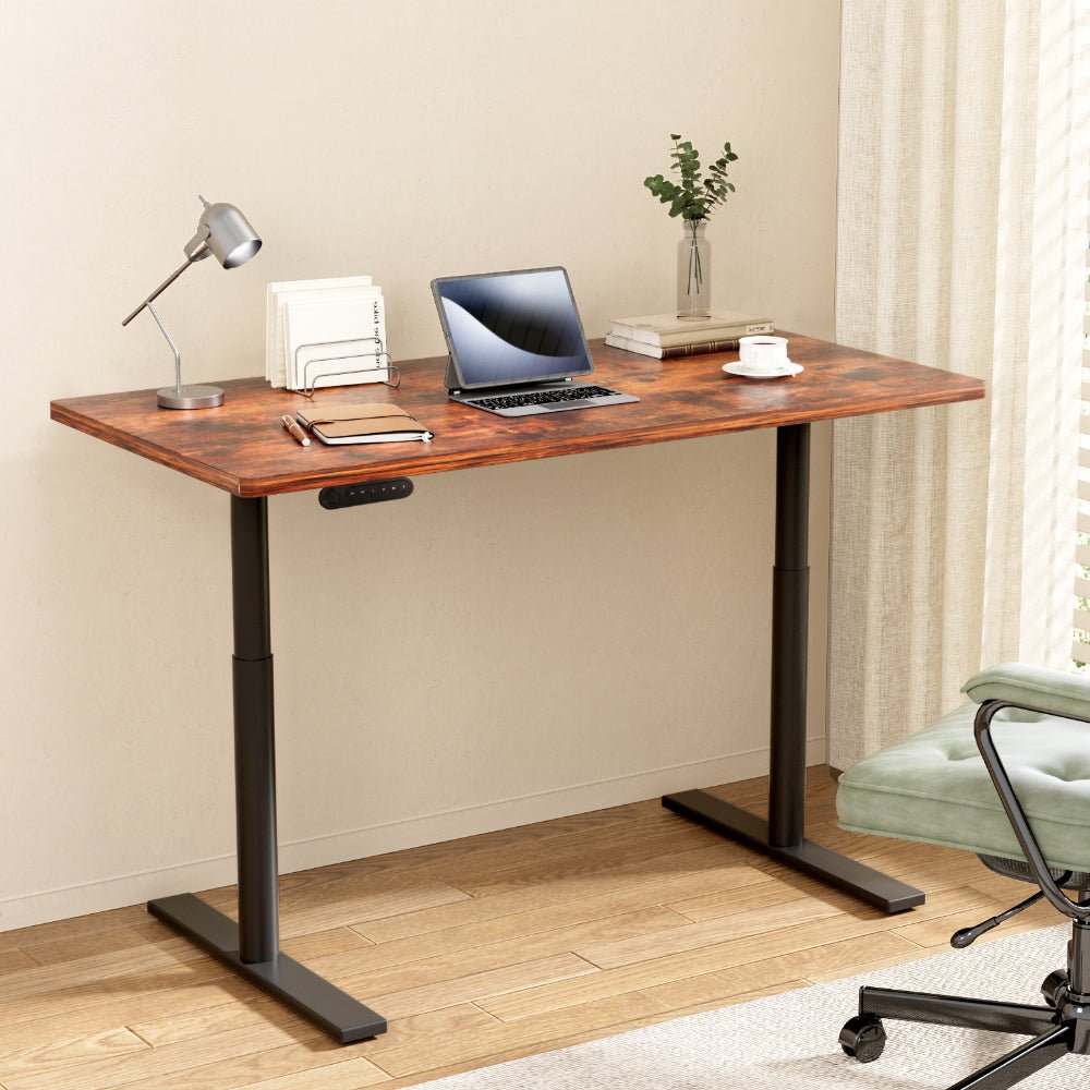 Electric Standing Desk Adjustable Sit Stand Desks Black Brown 140cm - Furniture > Office - Rivercity House & Home Co. (ABN 18 642 972 209) - Affordable Modern Furniture Australia