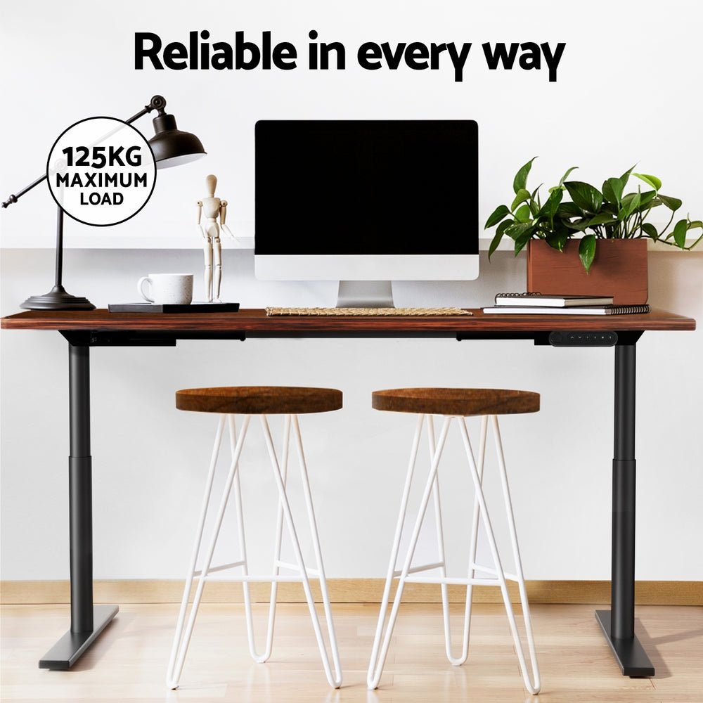 Electric Standing Desk Adjustable Sit Stand Desks Black Brown 140cm - Furniture > Office - Rivercity House & Home Co. (ABN 18 642 972 209) - Affordable Modern Furniture Australia
