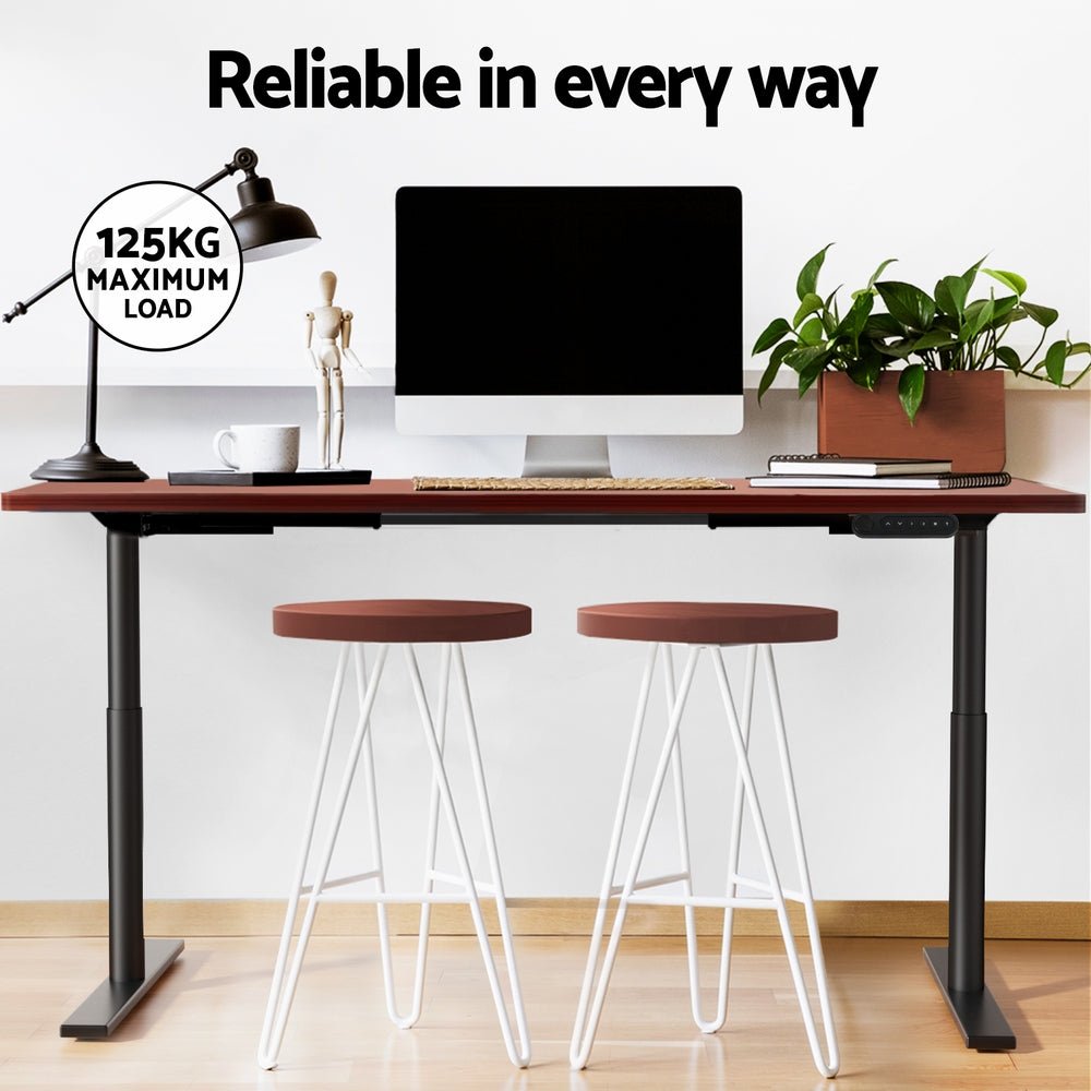 Electric Standing Desk Adjustable Sit Stand Desks Black Walnut 140cm - Furniture > Office - Rivercity House & Home Co. (ABN 18 642 972 209) - Affordable Modern Furniture Australia