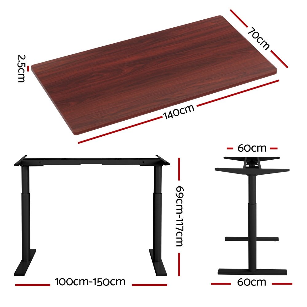 Electric Standing Desk Adjustable Sit Stand Desks Black Walnut 140cm - Furniture > Office - Rivercity House & Home Co. (ABN 18 642 972 209) - Affordable Modern Furniture Australia