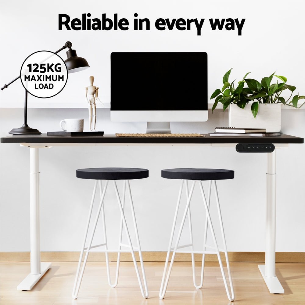 Electric Standing Desk Adjustable Sit Stand Desks White Black 140cm - Furniture > Office - Rivercity House & Home Co. (ABN 18 642 972 209) - Affordable Modern Furniture Australia