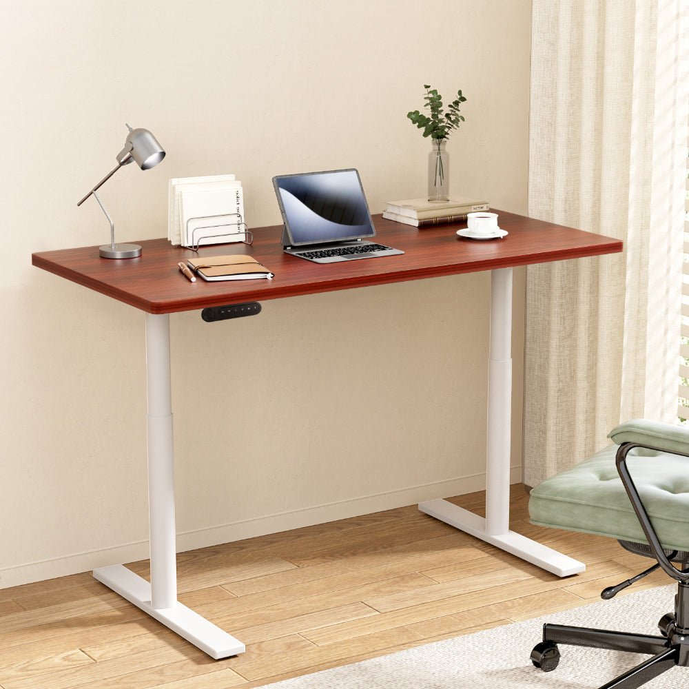 Electric Standing Desk Adjustable Sit Stand Desks White Walnut 140cm - Furniture > Office - Rivercity House & Home Co. (ABN 18 642 972 209) - Affordable Modern Furniture Australia