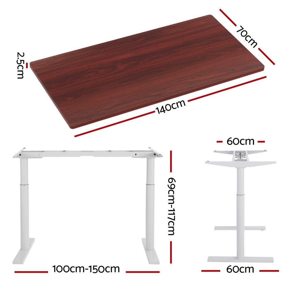 Electric Standing Desk Adjustable Sit Stand Desks White Walnut 140cm - Furniture > Office - Rivercity House & Home Co. (ABN 18 642 972 209) - Affordable Modern Furniture Australia