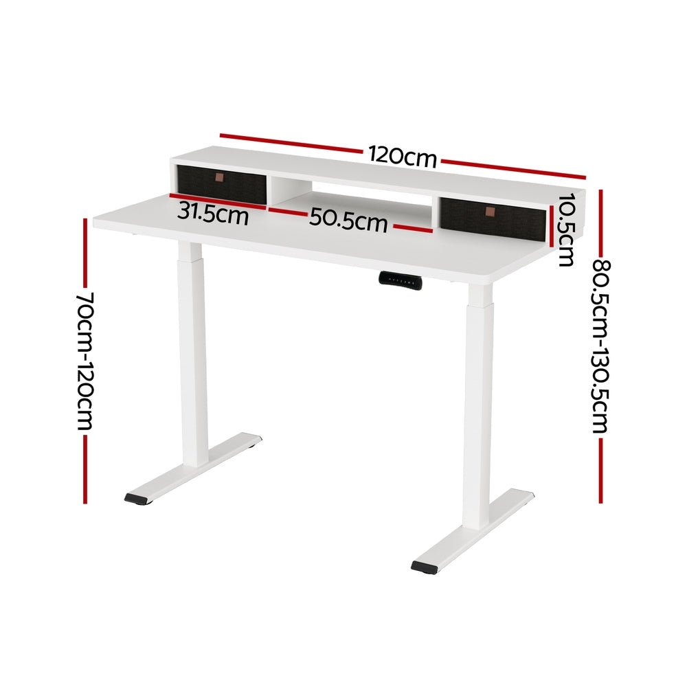 Electric Standing Desk Dual Motor Office Table With Shelf Drawer120CM - Furniture > Office > Office & Desk Chairs - Rivercity House & Home Co. (ABN 18 642 972 209) - Affordable Modern Furniture Australia