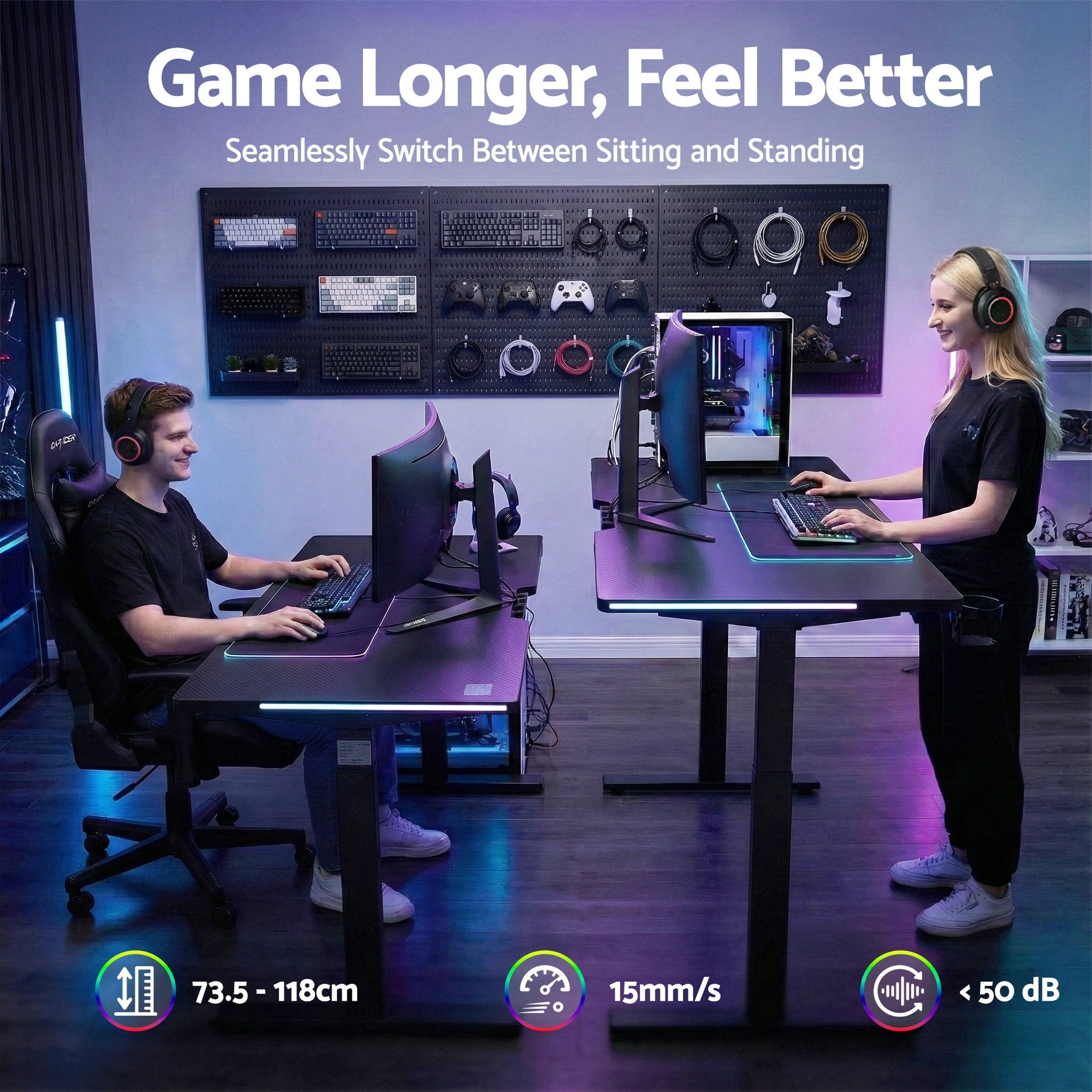 Electric Standing Desk Height Adjustable Gaming Desk Home Office 140cm - Furniture > Office > Desks - Rivercity House & Home Co. (ABN 18 642 972 209) - Affordable Modern Furniture Australia