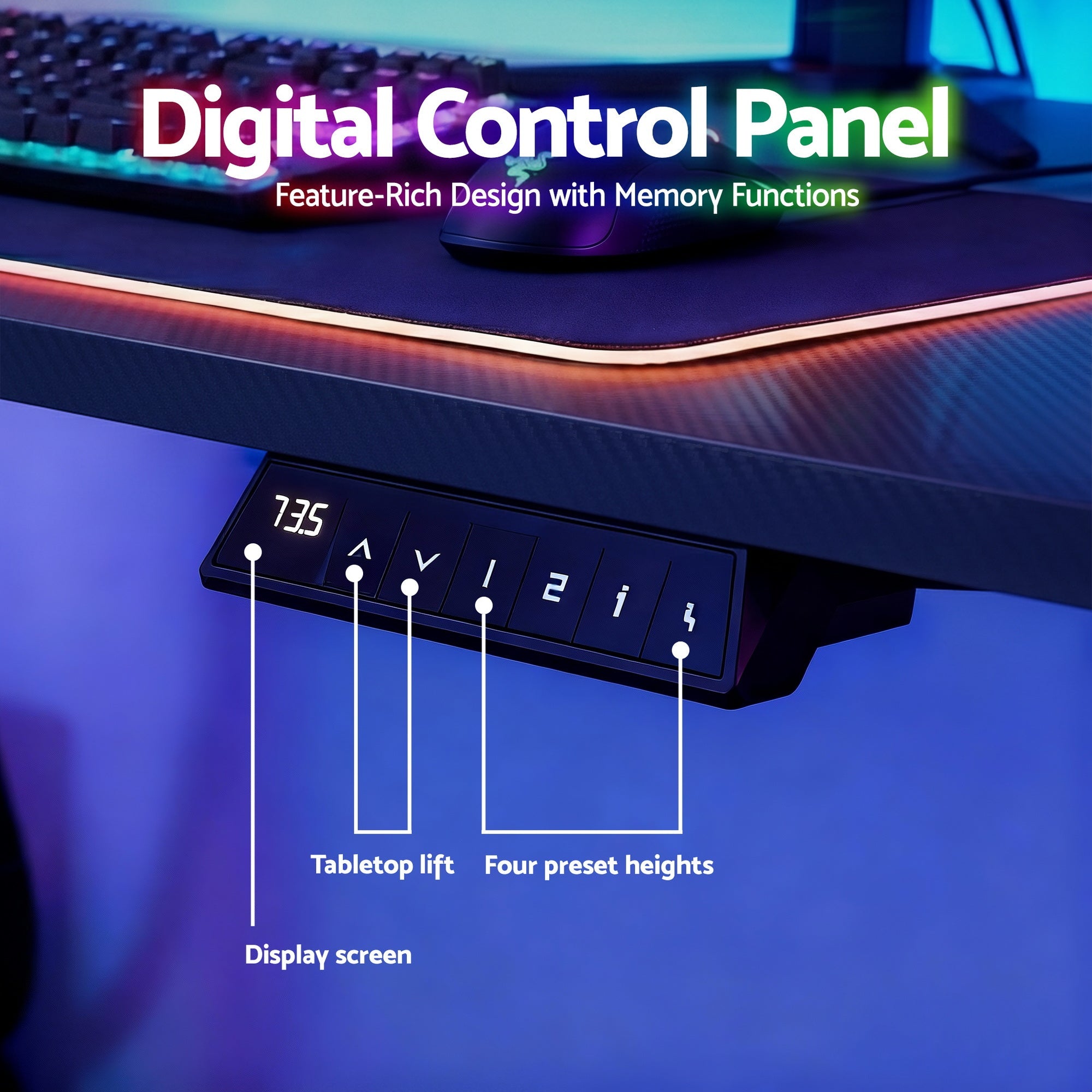 Electric Standing Desk Height Adjustable Gaming Desk Home Office 140cm - Furniture > Office > Desks - Rivercity House & Home Co. (ABN 18 642 972 209) - Affordable Modern Furniture Australia