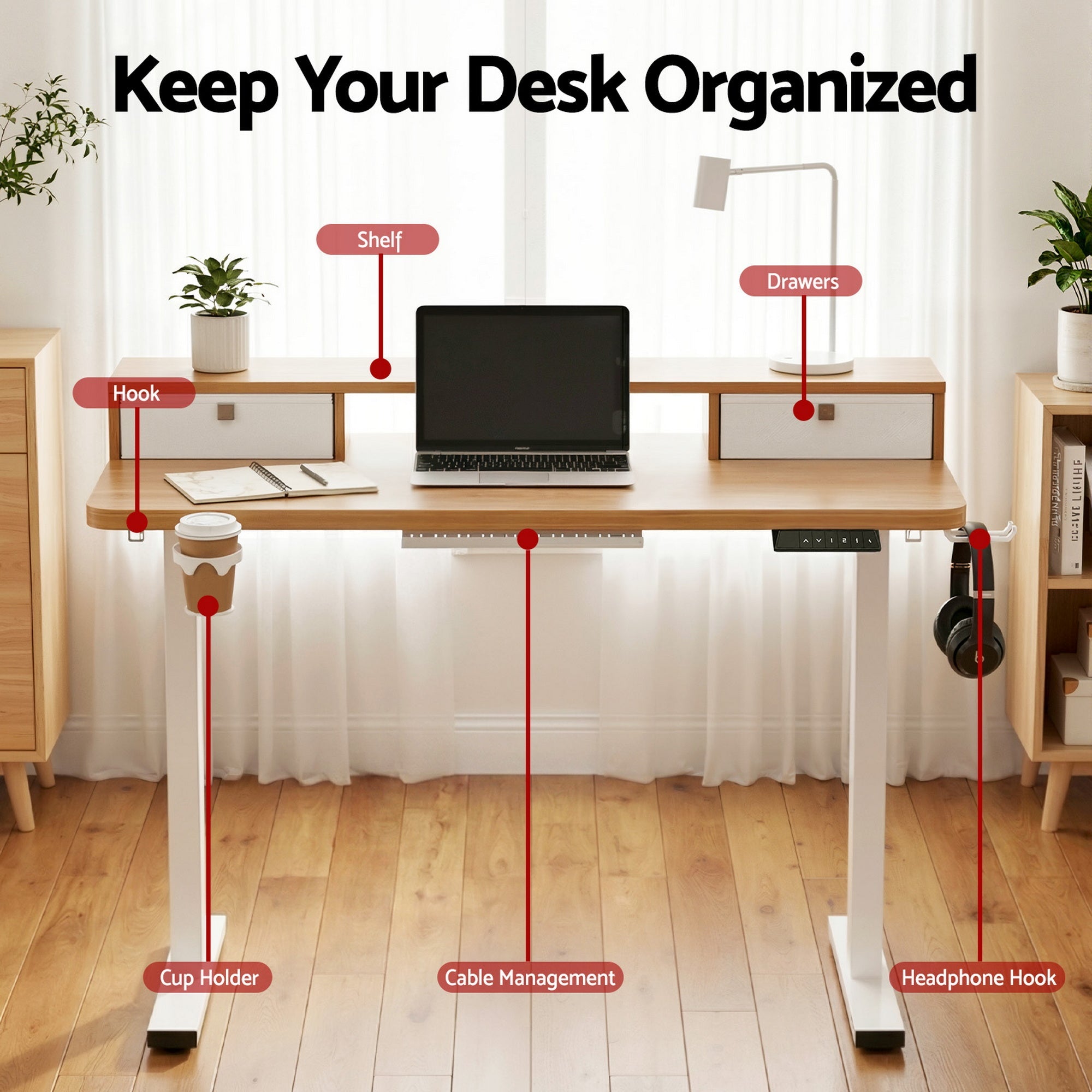 Electric Standing Desk Height Adjustable Sit Stand Desk Home Office - Furniture > Office > Desks - Rivercity House & Home Co. (ABN 18 642 972 209) - Affordable Modern Furniture Australia