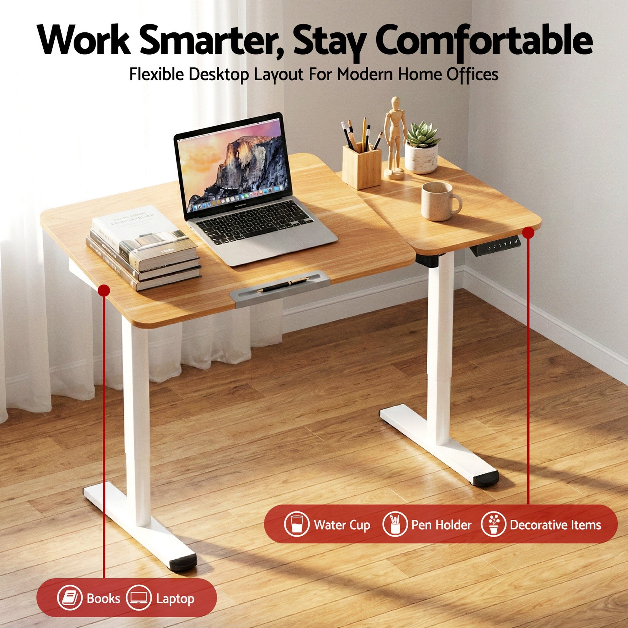 Electric Standing Desk Height Adjustable Sit Stand Desk Tilting Top - Furniture > Office > Desks - Rivercity House & Home Co. (ABN 18 642 972 209) - Affordable Modern Furniture Australia