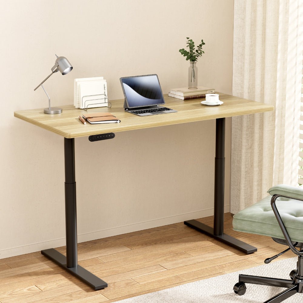 Electric Standing Desk Height Adjustable Sit Stand Desks Black Oak 140cm - Furniture > Office - Rivercity House & Home Co. (ABN 18 642 972 209) - Affordable Modern Furniture Australia