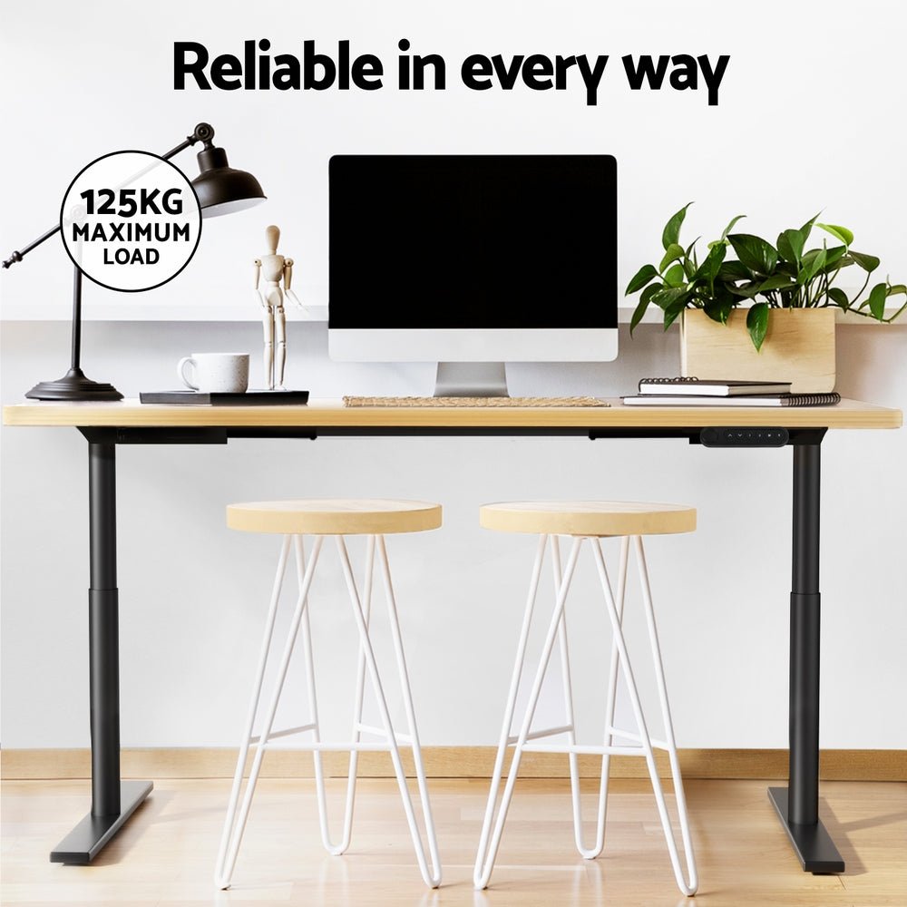 Electric Standing Desk Height Adjustable Sit Stand Desks Black Oak 140cm - Furniture > Office - Rivercity House & Home Co. (ABN 18 642 972 209) - Affordable Modern Furniture Australia