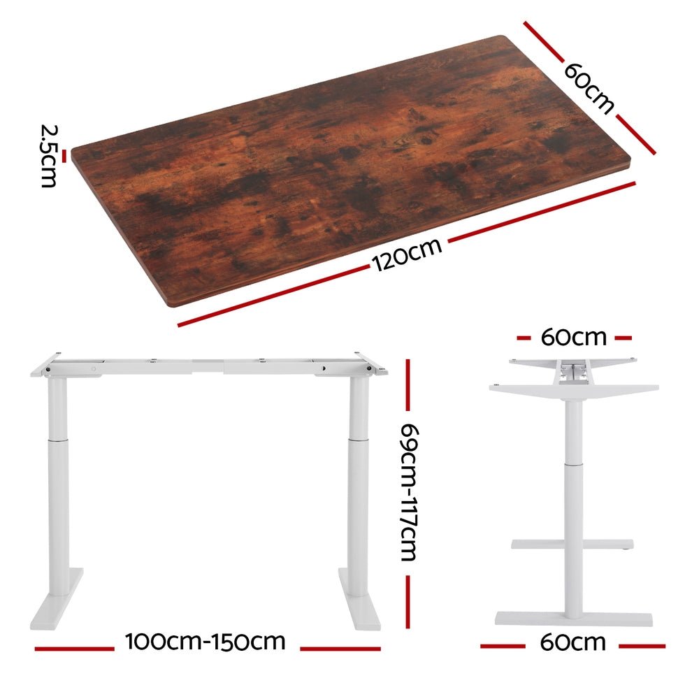 Electric Standing Desk Height Adjustable Sit Stand Desks White Brown - Furniture > Office - Rivercity House & Home Co. (ABN 18 642 972 209) - Affordable Modern Furniture Australia