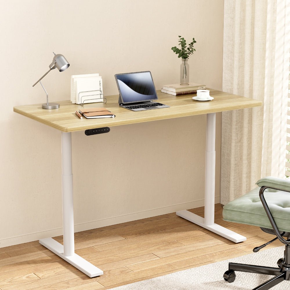 Electric Standing Desk Height Adjustable Sit Stand Desks White Oak - Furniture > Office - Rivercity House & Home Co. (ABN 18 642 972 209) - Affordable Modern Furniture Australia