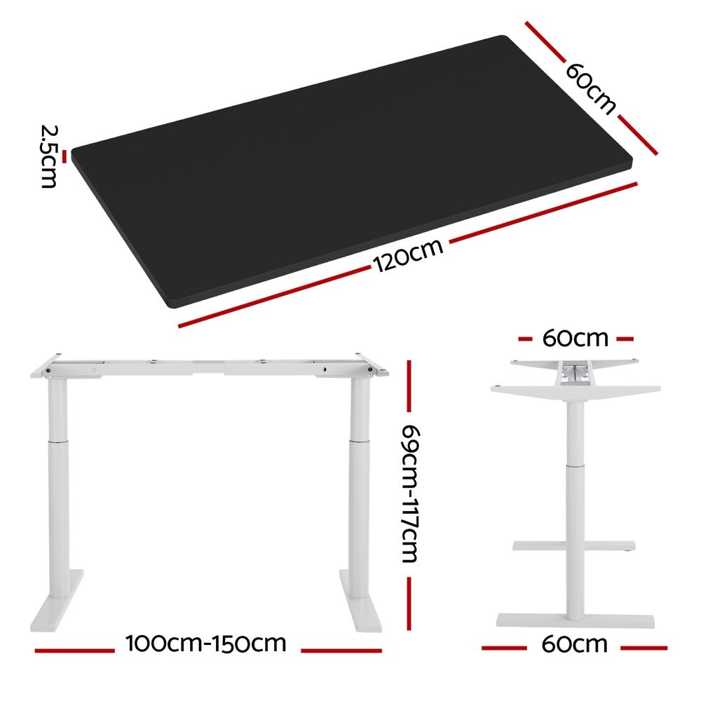 Electric Standing Desk Sit Stand Desks Motorised Dual Motor 120CM Black - Furniture > Office > Desks - Rivercity House & Home Co. (ABN 18 642 972 209) - Affordable Modern Furniture Australia