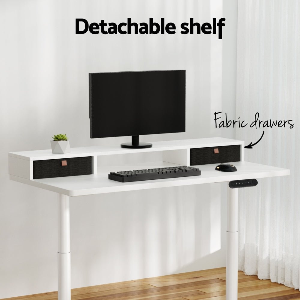 Electric Standing Desk with Storage Rack Shelf Drawers White 120CM - Furniture > Office > Office & Desk Chairs - Rivercity House & Home Co. (ABN 18 642 972 209) - Affordable Modern Furniture Australia