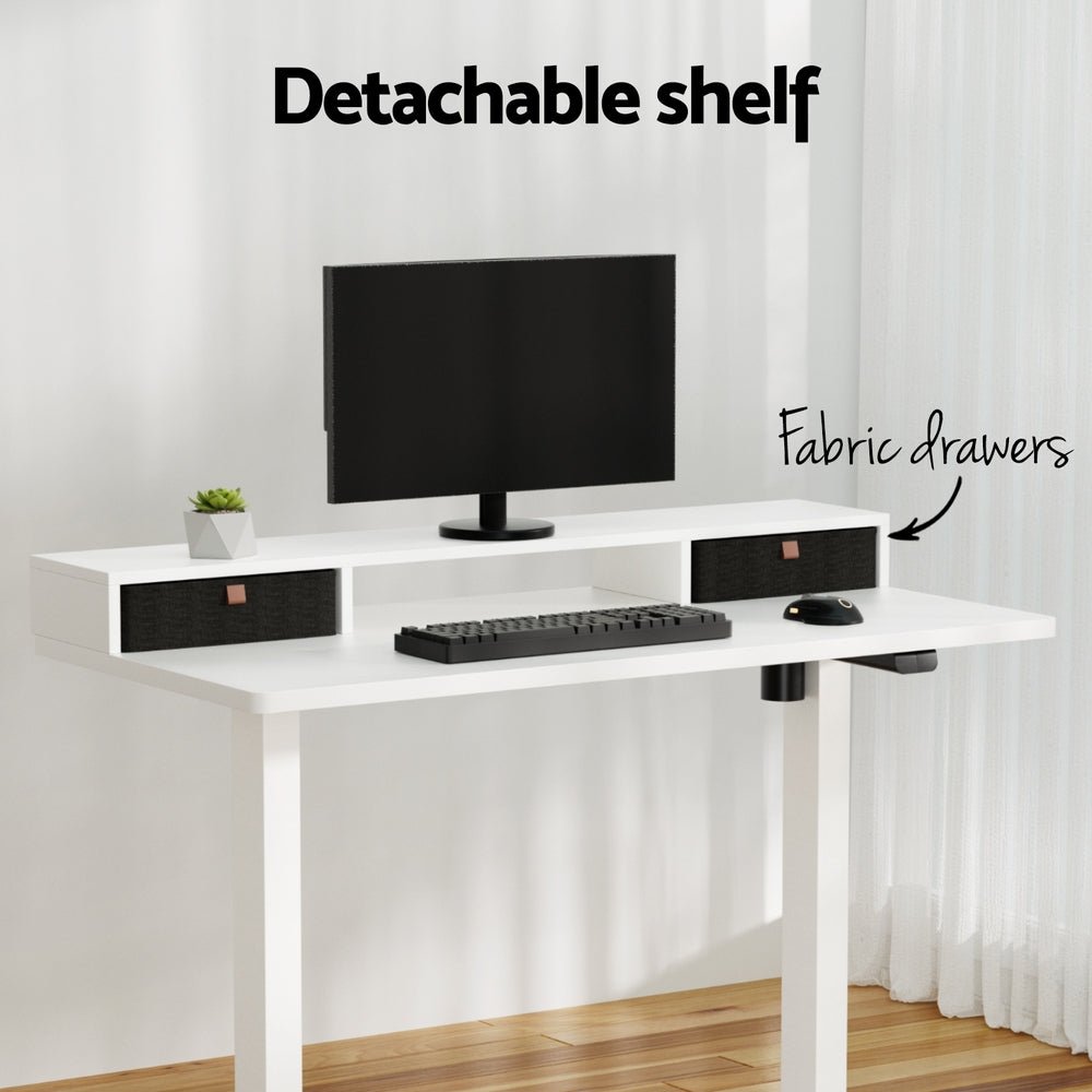 Electric Standing Desk with Storage Shelf Drawer Office Table 120CM - Furniture > Office > Office & Desk Chairs - Rivercity House & Home Co. (ABN 18 642 972 209) - Affordable Modern Furniture Australia