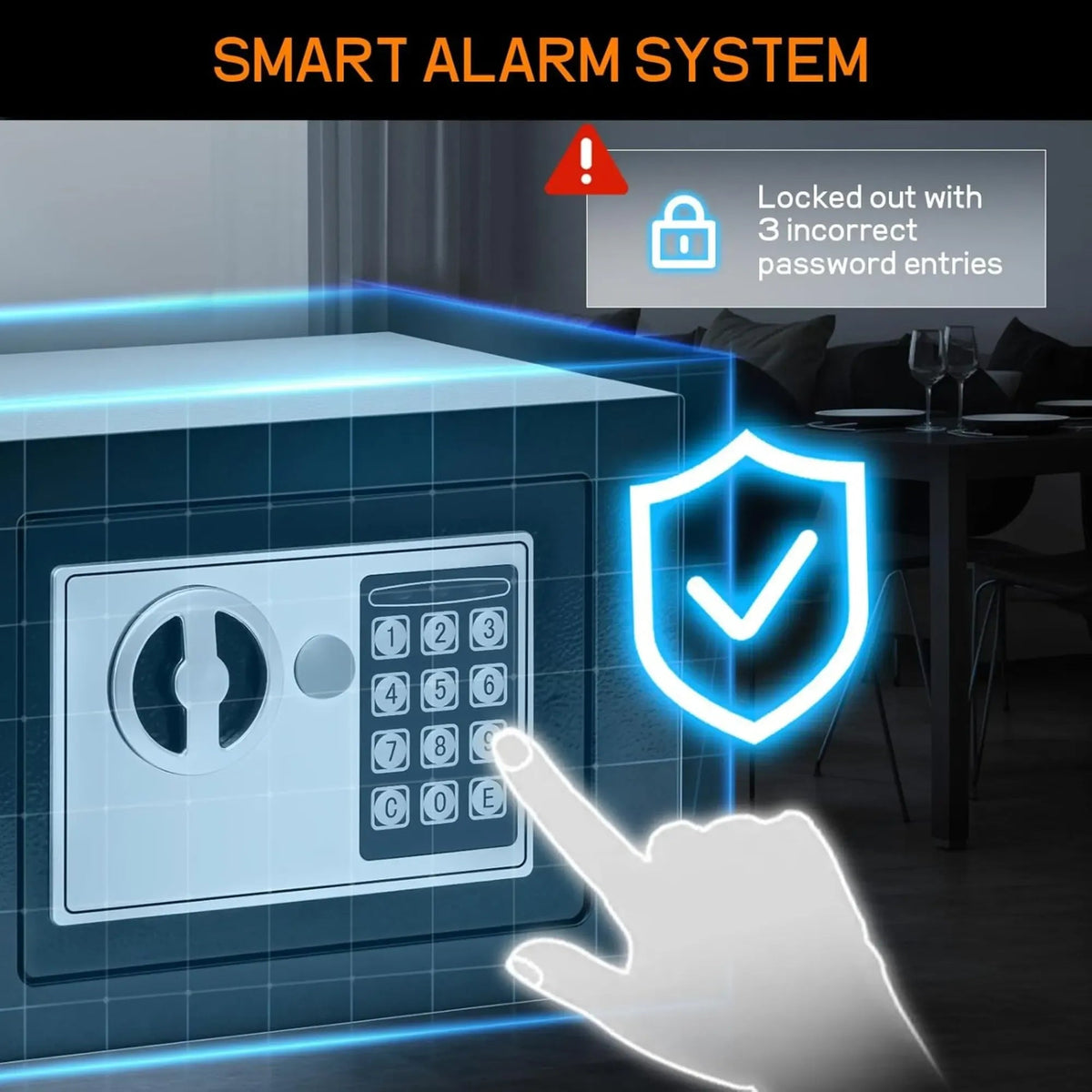 Electronic Safe Box with Keypad Lock and Emergency Keys for Cash Storage - Black - Home & Garden > Home Office Accessories > Desk Accessories - Rivercity House & Home Co. (ABN 18 642 972 209) - Affordable Modern Furniture Australia