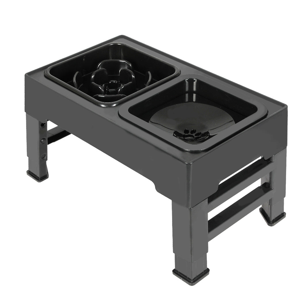 Elevated Adjustable 4 - Height Dog Feeder with Slow Feed Bowls - Black - Rivercity House & Home Co. (ABN 18 642 972 209) - Affordable Modern Furniture Australia