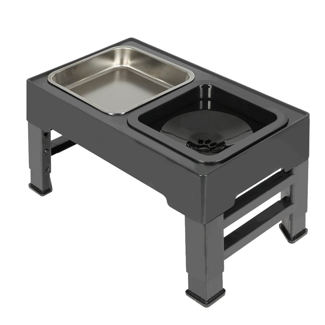 Elevated Adjustable 4 - Height Pet Feeder with Bowls - Black - Rivercity House & Home Co. (ABN 18 642 972 209) - Affordable Modern Furniture Australia