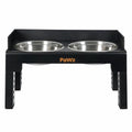 Elevated Dog Bowls 6-Height Adjustable Raised Feeder with Spill Guard Large - Black