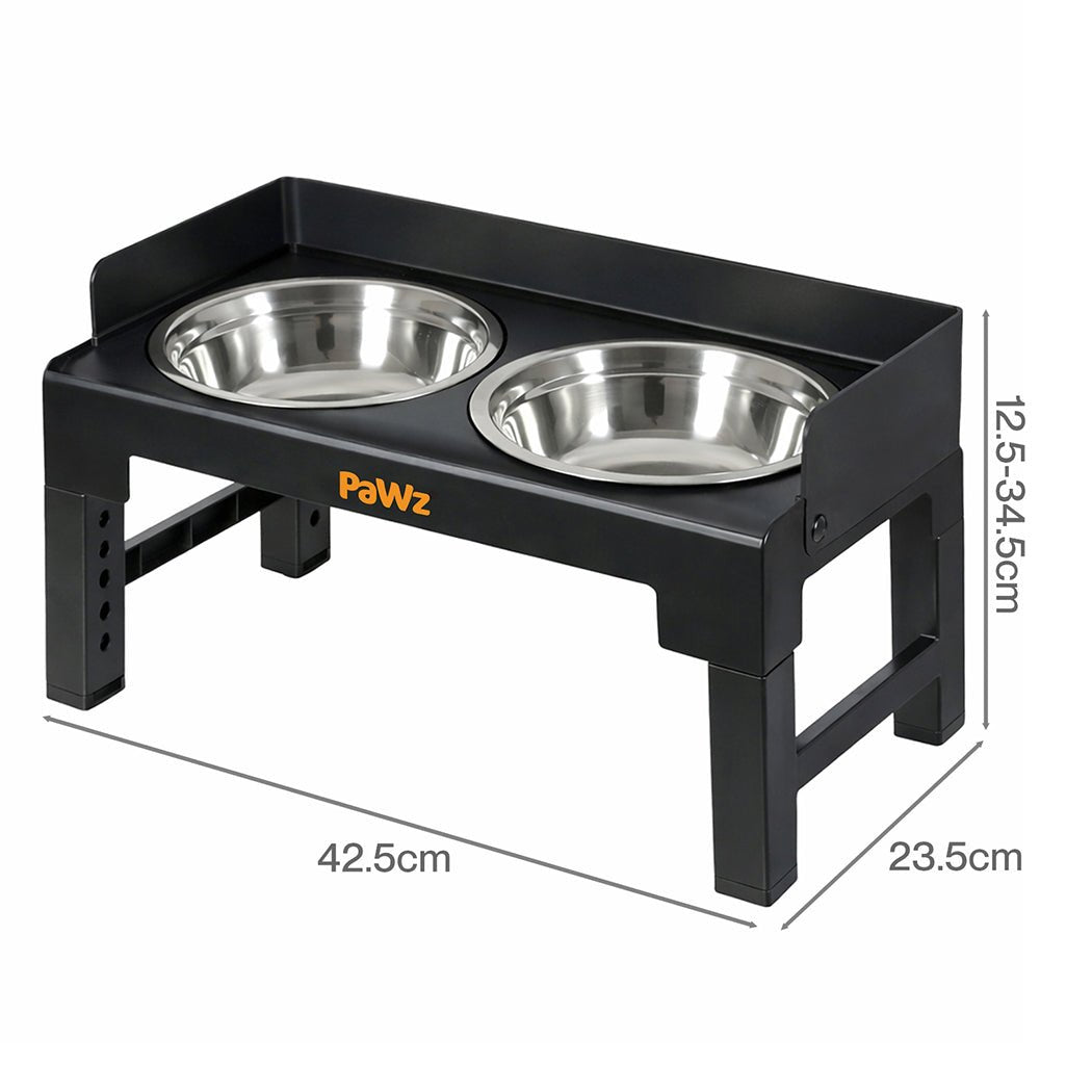 Elevated Dog Bowls 6 - Height Adjustable Raised Feeder with Spill Guard Large - Black - Rivercity House & Home Co. (ABN 18 642 972 209) - Affordable Modern Furniture Australia