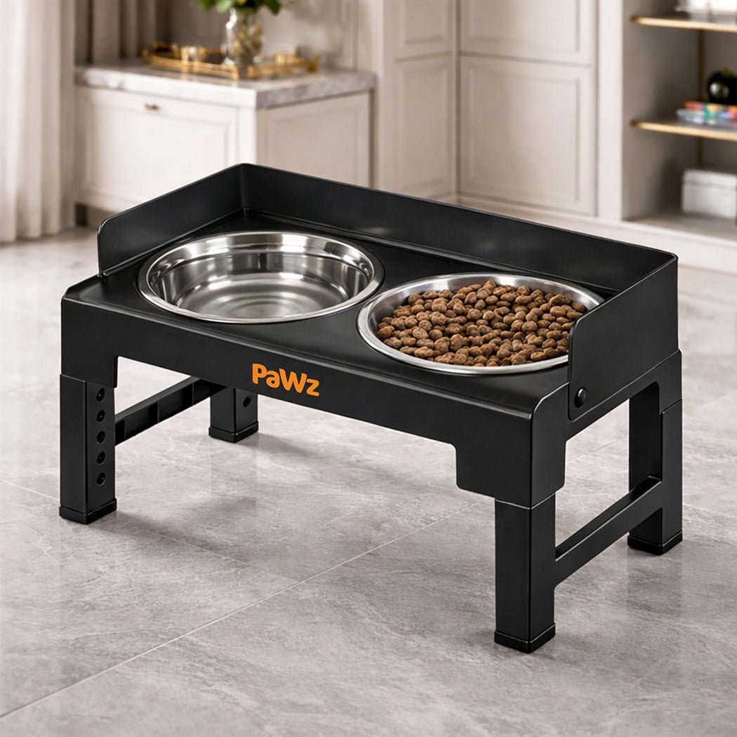 Elevated Dog Bowls 6 - Height Adjustable Raised Feeder with Spill Guard Large - Black - Rivercity House & Home Co. (ABN 18 642 972 209) - Affordable Modern Furniture Australia