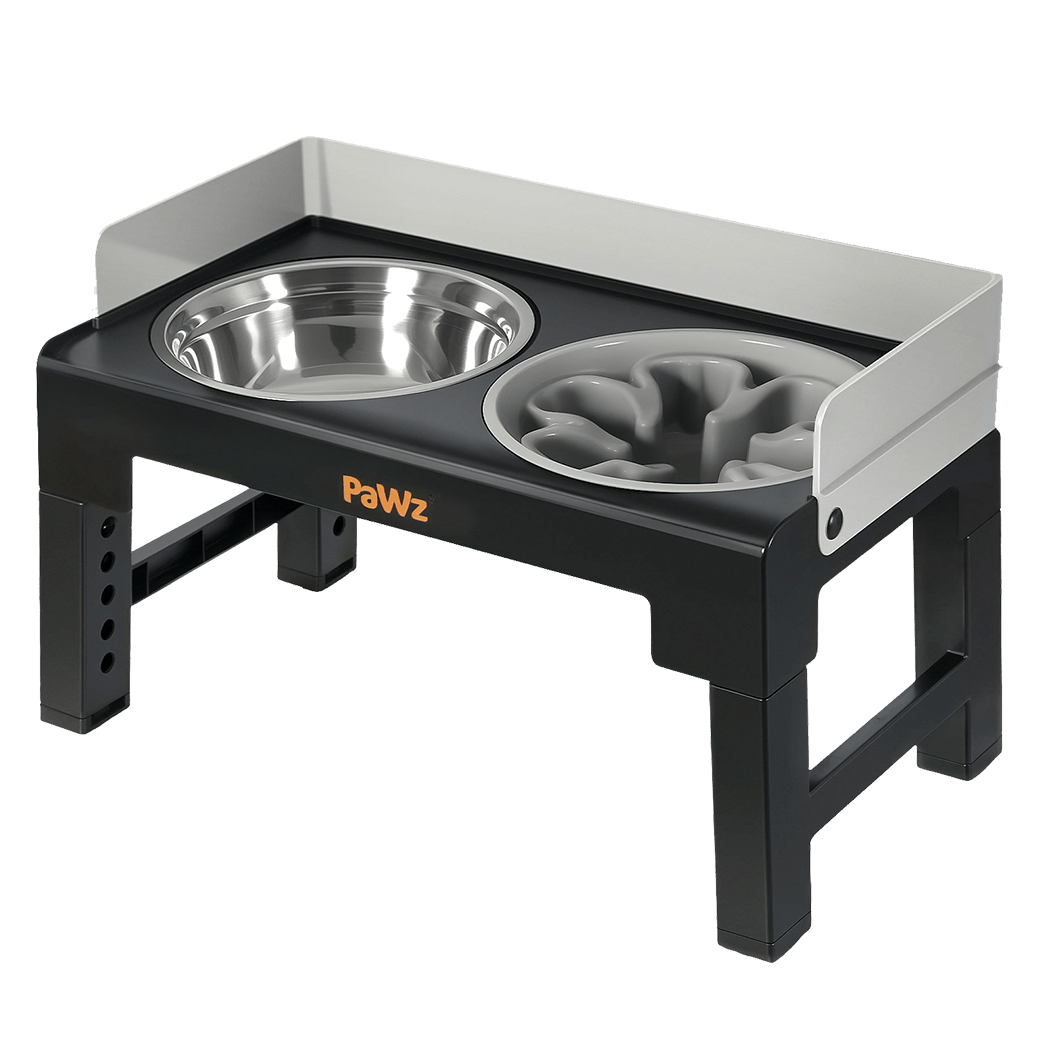Elevated Dog Bowls Adjustable 6 Height Large Raised Feeder with Bowls - Black and Grey - Rivercity House & Home Co. (ABN 18 642 972 209) - Affordable Modern Furniture Australia